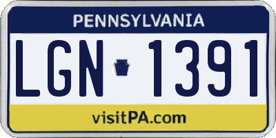 PA license plate LGN1391