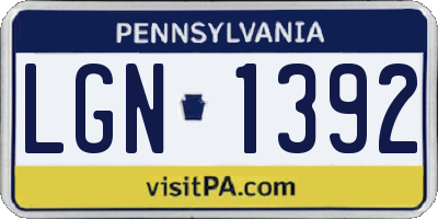 PA license plate LGN1392