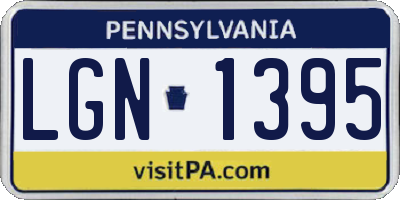 PA license plate LGN1395