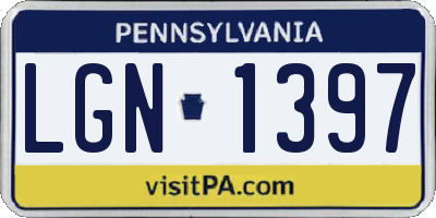 PA license plate LGN1397
