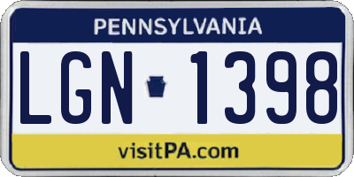 PA license plate LGN1398