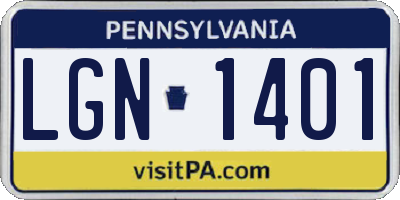 PA license plate LGN1401