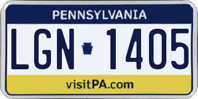 PA license plate LGN1405