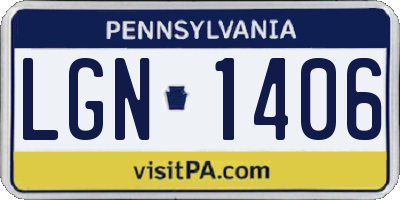 PA license plate LGN1406