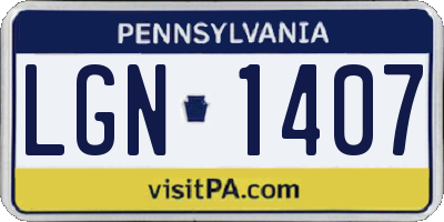 PA license plate LGN1407