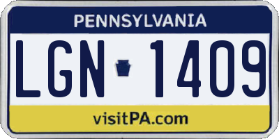 PA license plate LGN1409