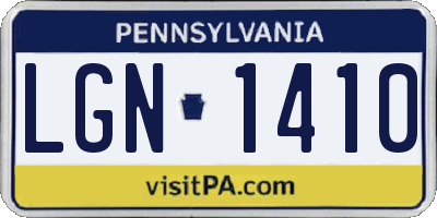 PA license plate LGN1410