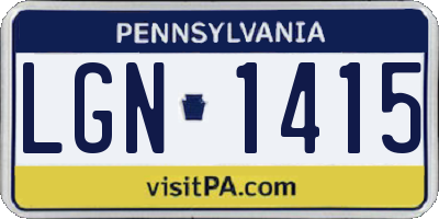 PA license plate LGN1415