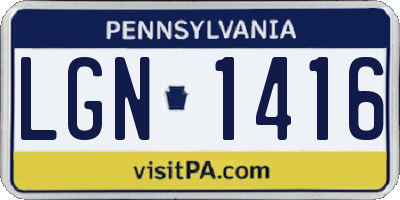 PA license plate LGN1416