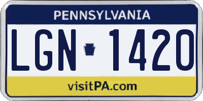 PA license plate LGN1420