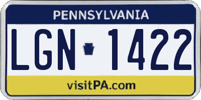 PA license plate LGN1422