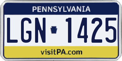PA license plate LGN1425