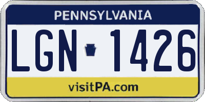 PA license plate LGN1426