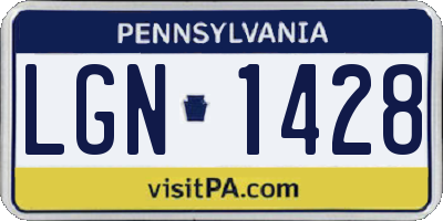 PA license plate LGN1428