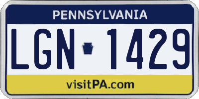 PA license plate LGN1429