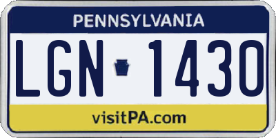 PA license plate LGN1430