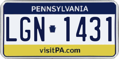 PA license plate LGN1431