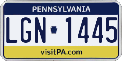 PA license plate LGN1445