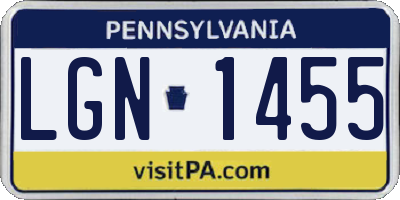PA license plate LGN1455