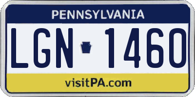 PA license plate LGN1460