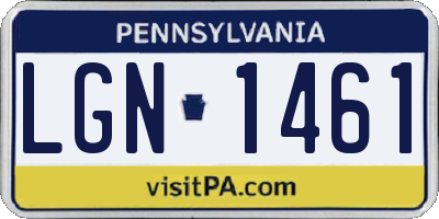 PA license plate LGN1461