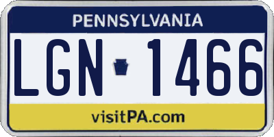 PA license plate LGN1466
