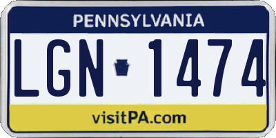 PA license plate LGN1474