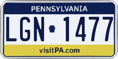 PA license plate LGN1477