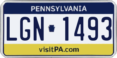 PA license plate LGN1493