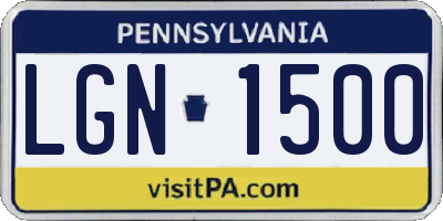 PA license plate LGN1500