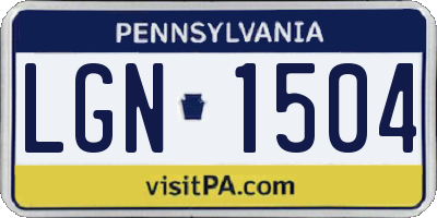 PA license plate LGN1504