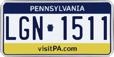 PA license plate LGN1511