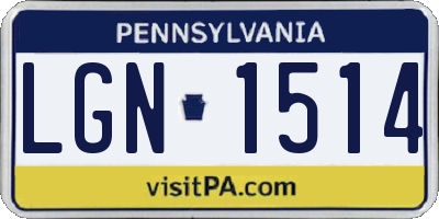 PA license plate LGN1514