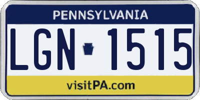 PA license plate LGN1515