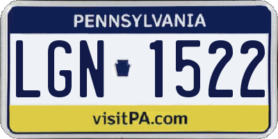 PA license plate LGN1522