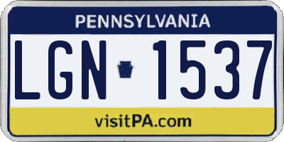 PA license plate LGN1537