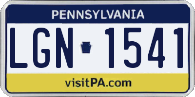 PA license plate LGN1541