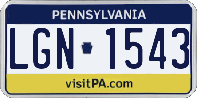 PA license plate LGN1543