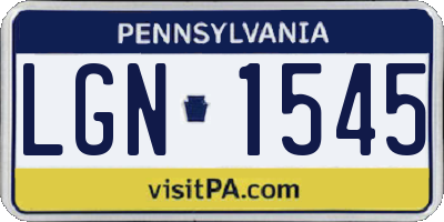 PA license plate LGN1545