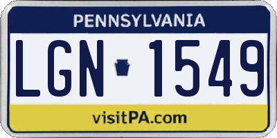 PA license plate LGN1549