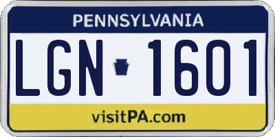 PA license plate LGN1601