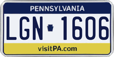PA license plate LGN1606