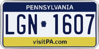 PA license plate LGN1607