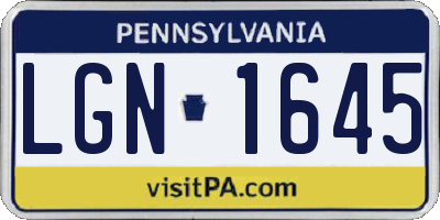 PA license plate LGN1645