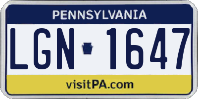 PA license plate LGN1647