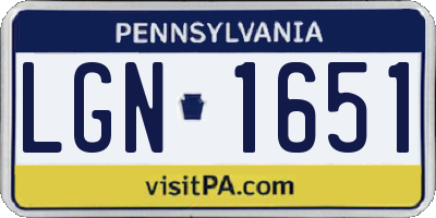 PA license plate LGN1651
