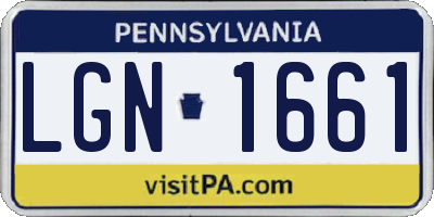 PA license plate LGN1661