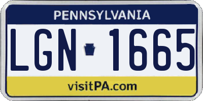 PA license plate LGN1665