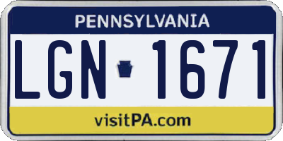 PA license plate LGN1671