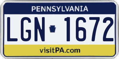 PA license plate LGN1672